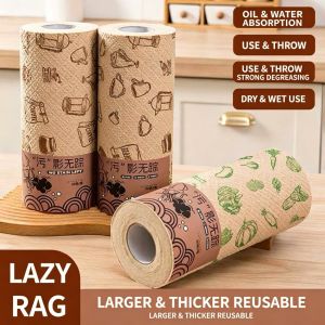 50pcs Primary Color Wood Pulp Disposable Kitchen Cleaning Cloth Roll Wet Dry Dual Use Tuala Dapur