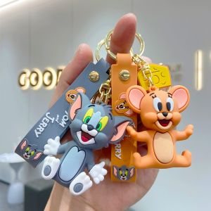 Tom and Jerry Key Chain Animation Cartoon Toys Doll Car Cute Key Chain Bag Pendant KeyChain Action Toy Figure Pendant Collectible Kids Gifts