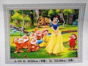 Tranh thêu chữ thập công chúa Bạch Tuyết và 7 chú lùn thêu kín (về tự thêu) A159MN