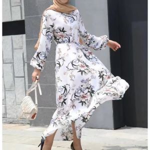 QUEENFASHION #677 FASHION LONG SLEEVE FLORAL DRESS FOR WOMEN MAXI DRESS (FIT TO XL)