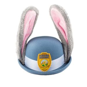 VERIDIAI Soft Rabbit Judy Flip-brim Hat Bendable Cute Bunny Cartoon Beret Formal Hat Headwear Plush Ear Sheriff Cap Party Costume Accessories