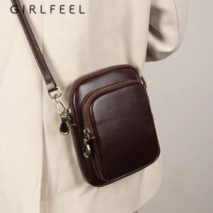 Trendy 2024 women’s genuine leather handbag: a small simple dyed cowhide phone bag that can be worn as a shoulder bag or crossbody bag.