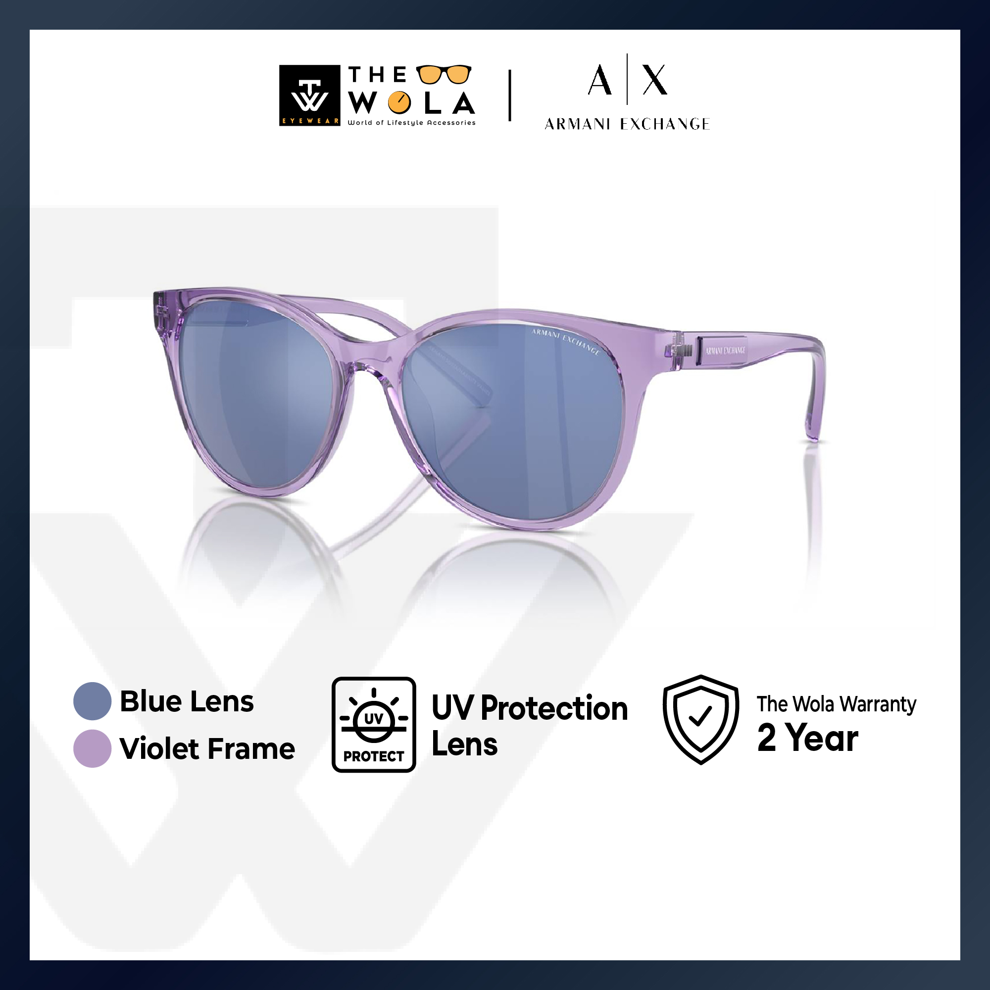 Armani Exchange Women's Cat Eye Frame Violet Injected
