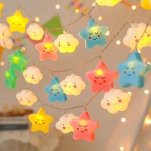 LINSBAYWU Chống thấm nước Đèn dây LED Sáng tạo Đám mây Đèn trang trí bóng rổ Đèn LED tiên nữ Độc nhất Đèn dây sao Trang trí phòng trẻ em
