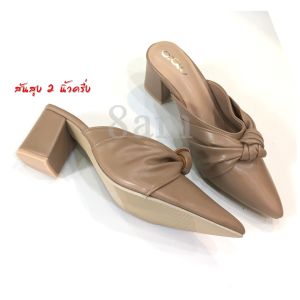 [ส่งเร็วพิเศษ!] 8am รองเท้าแฟชั่น หน้าเรียว หุ้มหัว เปิดหลัง รองเท้าหัวแหลม สูง2.5นิ้ว วัสดุหนังพียู หนังนิ่ม ใส่สบายSM1021 มีไซส์ 35-45