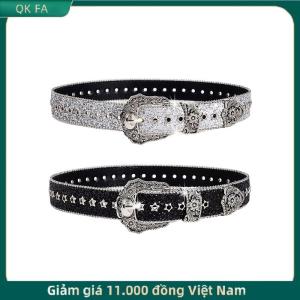 QK FA ✨ Cá Tính Gothic Rhinestone Thắt Lưng Cho Phụ Nữ Cô Gái Thời Trang PU Thắt Lưng Da Cao Bồi Phương Tây Y2K Retro Jeans Váy Trang Trí Nội Thất Dây Thắt Lưng