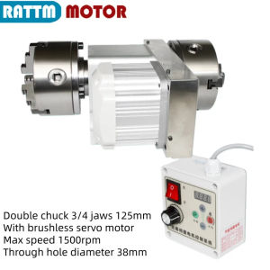 ZZSA CNC Adjustable speed A Axis Rotary 4th Fourth Axis 3 / 4 jaw chuck 125mm Dividing Index Head Through hole diameter 38mm P9M4Y