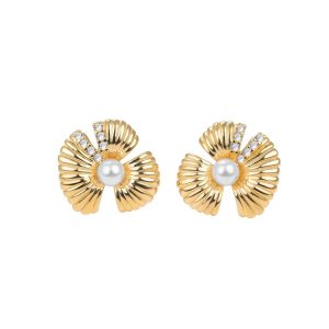 Bông Tai Nữ Bạc 925 HGJG Vỏ Sò Đính Ngọc Nhân Tạo Sang Trọng Phong Cách Thanh Lịch Bông Tai Xinh