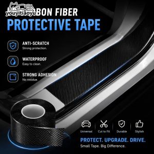 Carbon Fiber Sticker Tape Door Sill Side Mirror Guard Anti Scratch Protective Film Trim Auto Motorcycle Waterproof