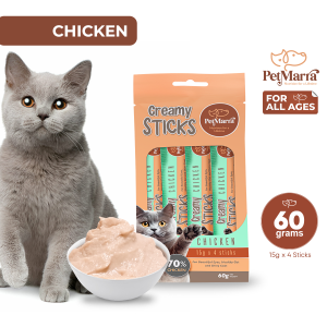 PetMarra Creamy Sticks Cat Treats Chicken Flavor 60g cats kitten snack treat stick pet foods all stages