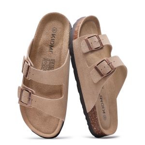 Crestar Womens Clogs Sandals Fashion Anti-Skid Cork Footbed Slides With Adjustable Double Buckle Lady Cozy Casual Beach Slipper2026