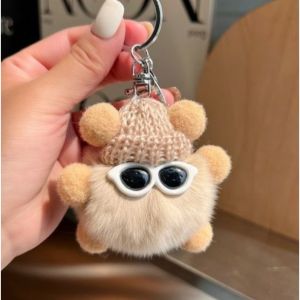 Gantungan Kunci Aksesoris Tas Boneka Topi Rajut Bulu Sintetis Cute Elf Doll Plush Pendant Toy JCGK59