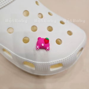 Charm jibitz sticker 3D gắn dép cross mẫu A63 gấu dâu