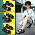 Ready Stock sandals indoor 5 to 6, 7, 8, 9, 10, 11, 12, 13, 14, 15-16, outdoor non slip beach shoes for boys aged 5, casual children, Spider Man gasoline knit sports shoes, size.