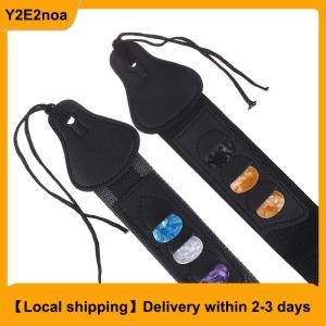 【Local shipping】 Adjustable Electric Guitar Strap With 3 Guitar Picks Holders PU Leather Ends Acoustic Guitar Bass Strap Belt Accessories