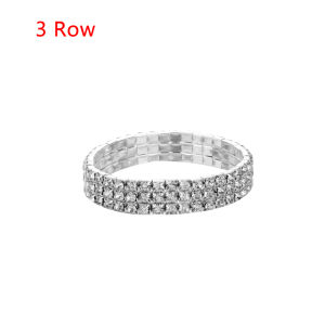 FXUP 1-10 Rows Fashion Woman Bridal Stretch Bracelet Wristband Elastic Bangle Crystal Rhinestone