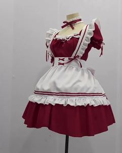 cos Sweet maid outfit red little sweetheart maid uniform Lolita Dress suit womens clothing Honkai Impact 3rd cos Clothing