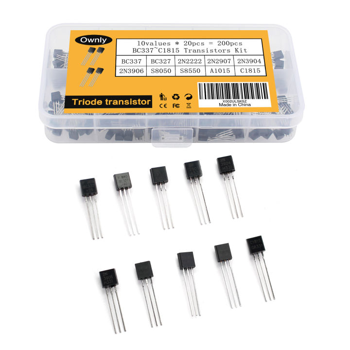 10value 200PCS BC337 BC327 2N2222 2N2907 2N3904 2N3906 S8050 S8550 A1015 C1815 Transistor Assortment Kit Transistors Box Pack New 2025 For Arrival High For Quality