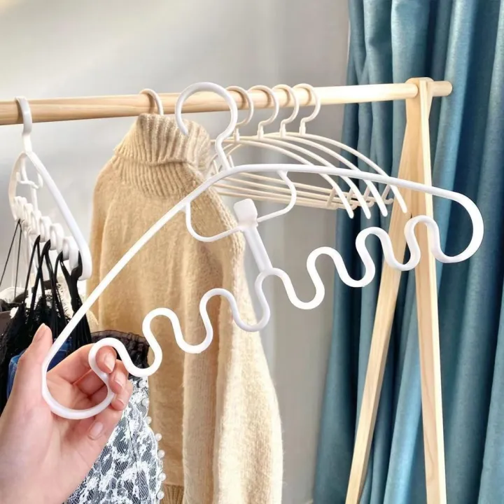 10Pcs%20Non-slip%20Hanger%20Plastic%20Closet%20Organizer%20Storage%20Hanger%20Multi-port%20Support%20Hangers%20Multi-functional%20Wave%20Hanger%20Room%20Organizer%20Hangers%20-%20Image%204