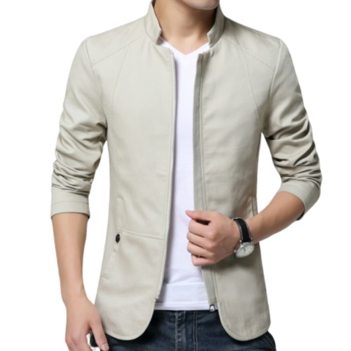 Mens Jacket Fashion Standing Collar Jacket Coats Men Slim Fit
