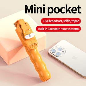 Mini selfie stick teddy bear cartoon bluetooth tripod Stainless steel selfie stick