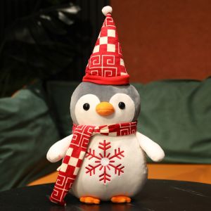 JOJO CASTLE 2025  Merry Christmas Stuffed Toys 25/35cm Penguin Plush Toy Lovely New Year Mascot Pillow Stuffed Soft Cosplay Penguin Toys Xmas Gifts 圣诞节礼物