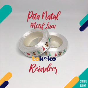Pita Natal Per Meter untuk Dekorasi Hiasan Hampers Pohon Natal Aneka Motif Lucu