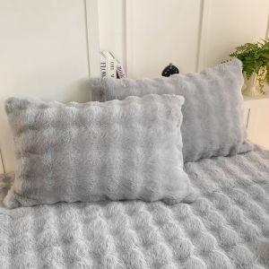【discount store】2pcs Fluffy Plush Pillowcase 48x74cm Winter Warm Thickness Pillow Sham Soft Rabbit Fleece Decorative Pillow Cover for Winter