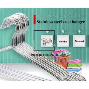 SUS304 Keluli Tahan Karat Penyangkut Baju Tambah Tebal / Cloth Hanger Stainless Steel 10pcs
