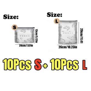 COD 30PCS Antibacterial Aluminum Foil Food-Grade Ziplock Storage Bags with Write on Labels Household Kitchen Refrigerator Freezer Aluminum Foil Food Storage Bags Reusable Space Saver