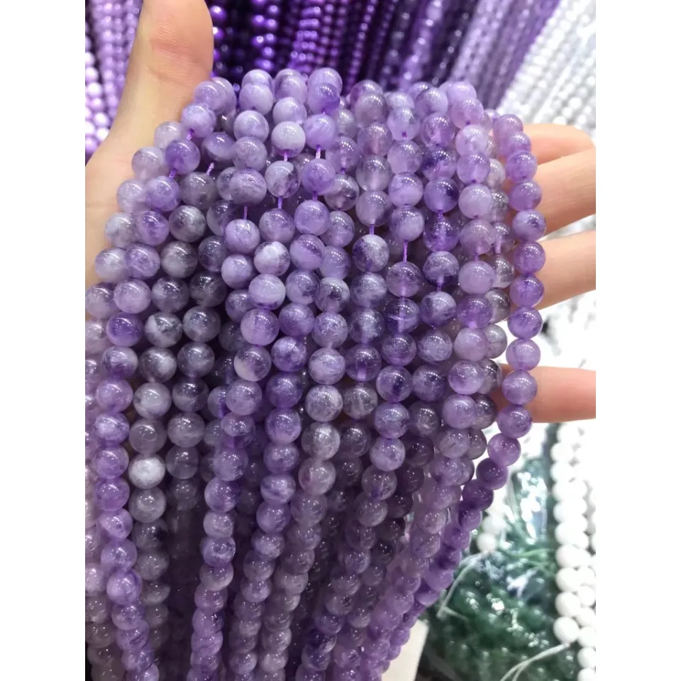 AAA Natural Purple Amethyst Beads – 6/8/10mm Round Loose, 15” Strand, Center-Drilled - View #2