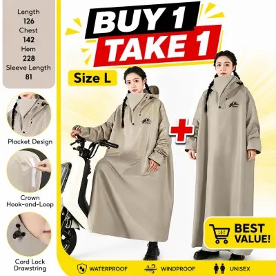 Jumbo Full‑Length Raincoat for AdultsPVC Fabric Heavy Rainproof Single Motorcycle Cycling&Hiking Raincoat