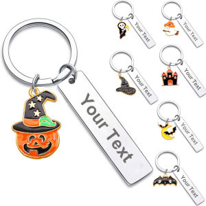 Halloween Gifts Ghost Keychain Stainless Steel Customized Keychain Drive Safe Keychain New Driver Gifts
