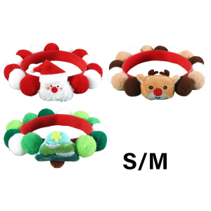 3Pieces Adjustable Plush Collar Pet Necklaces with Fun Pompoms Perfect for Cats and Small Dogs Christmas Party Supply