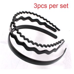 3pcs/set Solid Wave Headband Hair Hoop With Teeth Hairband Headwear
