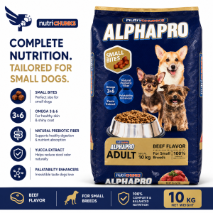 Nutri Chunks Alphapro Small Bites Adult 10kg - Beef Flavor - For Small Breeds - Dog Food Philippines - with Yucca Extract - Eliminates Stinky and Smelly Dog Poop - Nutrichunks 10 kg - petpoultryph