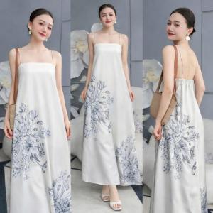 Váy 2 Dây Suông In Họa Tiết Chất Vải Mềm Mịn Nhẹ Váy Maxi Dáng Dài Mặc Nhà Đi Chơi Đi Biển VD01 - MINHSTORE66