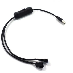 40cm / 15.75in Fan Power Adapter Cable 1 to 2 Ways USB to 3 / 4 Pin PWM 5V Fan Connector with On / Off Switch 22AWG