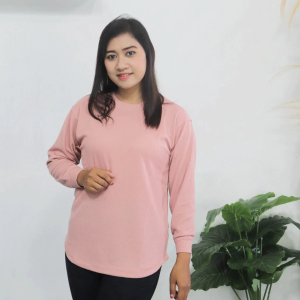 Kaos Wanita Dewasa Remaja Waffle Remix RITB855J Polos Lengan Panjang Premium Amigo