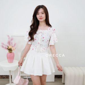 ORECCA - Felicia Top Atasan Bunga Wanita Lengan Pendek