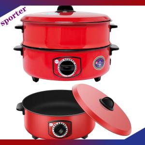 Sporter จานอุ่นไฟฟ้ามัลติฟังก์ชัน กระทะไฟฟ้าสำหรับอุ่นกระทะนึ่ง