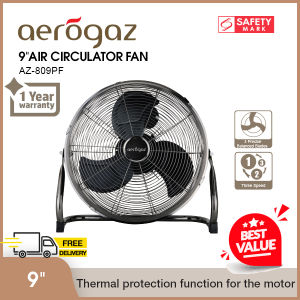 Aerogaz AZ-809PF 9 inch  Power Fan Chrome plated grilles Metal blades Adjustable tilting angle Heavy-duty metal construction