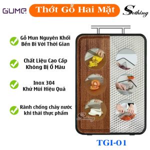 Thớt Kháng Khuẩn Gume 2 Mặt Nhập Khẩu Hàn Quốc Sothing Xiangwu - Thớt Gỗ 2 Mặt Inox 304 Và Gỗ Mun Siêu Bền Bỉ Thớt Gỗ Kháng Khuẩn Cao Cấp
