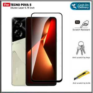 PAKET Full Tempered Glass TECNO POVA 5 NEW Tempered Glass Full Layar