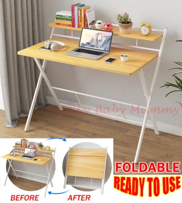【No Installation】New Foldable Table / Computer Laptop Study Desk Cross PC Table