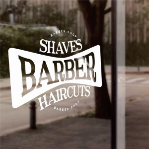 Wall Stiker Dinding Barbershop Hiasan dinding Pangkas rambut Cutting Sticker tembok Kaca Custom Nama - BRH31