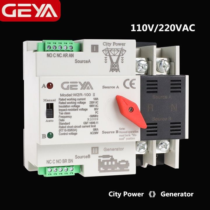 GEYA Mini ATS 2P Automatic Transfer Switch Electrical Selector Switches ...