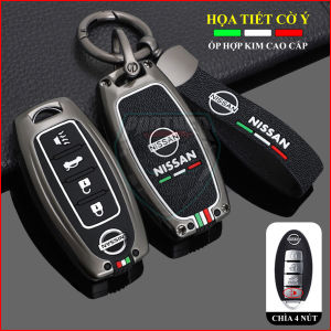Ốp Chìa Khóa Xe Nissan Kicks Almera Navara Xtrail Teana Terra Sunny Hợp Kim Cao Cấp Mẫu Cờ Ý Có Dây Logo Tiện Dụng