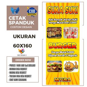 Cetak Spanduk Banner BURGER FROZEN FOOD & SUKA SUKI Costom Desain