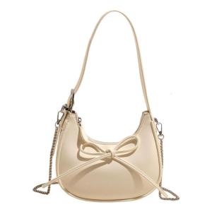 Women Bag Sweet Bows Shoulder Bag Simple Underarm Purse PU Leather Crossbody Bag Armpit Bag Commuting Bag for Everyday